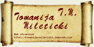 Tomanija Mileticki vizit kartica